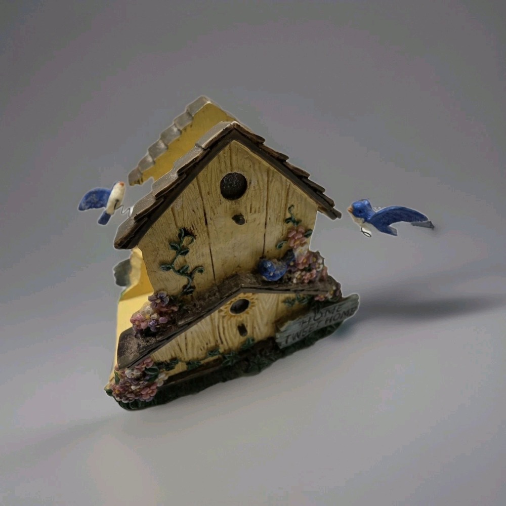 Napkin Holder Resin Yellow Bird House Shaped Home Tweet Home Vtg Birds On Spring